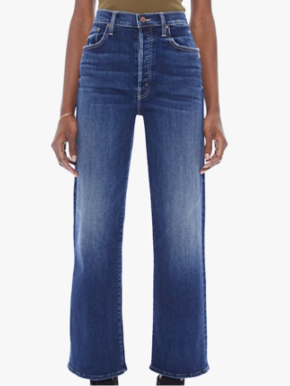 Mother Denim The Rambler Ankle Jean Don't Mind Me Dark Wash Wide Leg 25